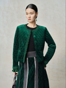 Hand Crochet Lace Beaded Velvet Coat