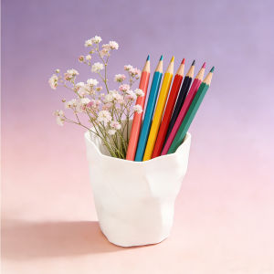 Plastic Irregular Crinkled Pen Holder Large Capacity Desk Organizer Flower Vase for Home Multi-Functional Desktop Storage Bin