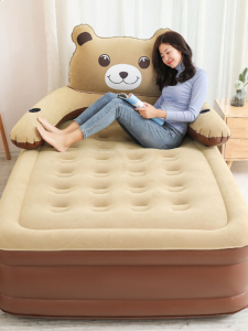 Thickened Electric Inflatable Bear Shaped Mattress Double Size Home Use Air Bed Single Person Convenient Bed with External Inflator