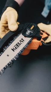 KEELAT 6 Inch Mini Chainsaw Battery Electric Cordless Chain Saw Pruning Gergaji kayu Elektrik Garden Logging Saw Cutter Woodworking Wireless Logging Saw Rechargeable Chain Saw