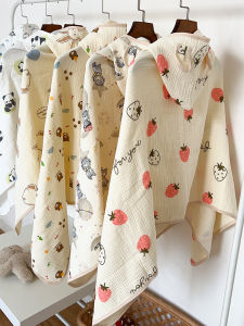 Khăn Bơi Trẻ Em Bằng Cotton Nguyên Chất Có Mũ Trùm Đầu Khăn Tắm Vải Cotton Hoạt Hình Ấm Áp Cho Trẻ Sơ Sinh Và Trẻ Em