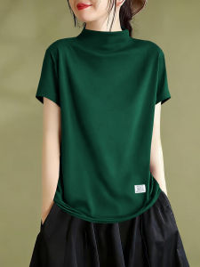 เสื้อยืดคอกลมแขนสั้นหลวมๆ สำหรับผู้หญิงในช่วงฤดูร้อน ทรงหลวมๆ สไตล์ลำลอง คอกลม แขนสั้น ทรงหลวมๆ สำหรับผู้หญิง