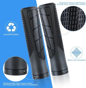 Eco-Friendly Rubber Ergonomic Bicycle Grips with R/L Direction Marks& Allen Wrench Anti-Slip Shock-Absorbing Comfortable Grips