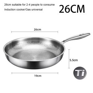 26/28/30cm Pure Titanium Uncoated Frying Pan Fish‑Scale Hammer Pattern Healthy Cookware for Home Kitchen Cooking