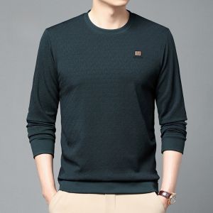 ROMON | Romon Mens Long Sleeve Crew Neck Sweatshirt Pure Color Casual Loose Fit Spring Autumn Fashion Urban Style Anti-Wrinkle Business Casual