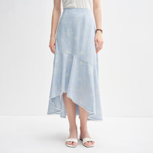 DUSHU | Elegant Fashionable Printed Shirt and Skirt Set For Large Size Women