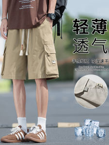 New 2025 Mens Casual Workwear Shorts American Style Summer Sporty Loose Fit Five-Quarter Length Straight Leg Polyester Fiber