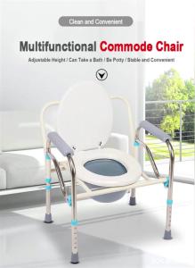 Foldable adult toilet chair with commode height adjustable suitable for pregnant women and disabled toilets mobile toilet chair load-bearing capacity 150 kg