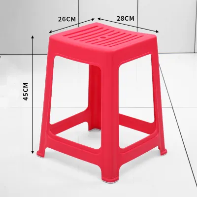 Thickened Plastic Bar Stool High Table Chair Breathable Stripe Design Non-Slip Simple Modern Adult Dining Table Square Stool