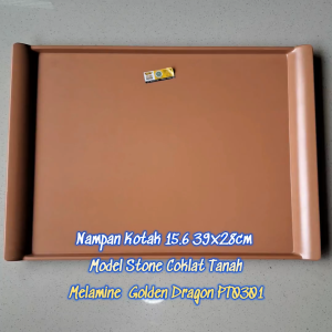 Nampan Kotak 15.6" 39x28cm Model Stone Melamine - Golden Dragon PT0301