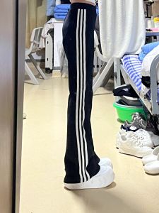 High Waist Striped Flared Pants Womens Early Spring New Style Sport Yoga Sharkskin Long Trousers Slimming Effect Casual Pants