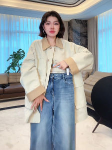 ME Oversize Fashionable Long Sleeve Hunting Barn Jacket Meat Concealing Slimming Versatile Womens Short Outerwear MESS1496