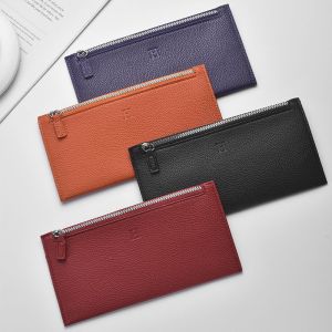 2025 new leather long wallet womens ultra-thin casual zipper wallet phone holder soft leather leather clipCosmetic Bag.