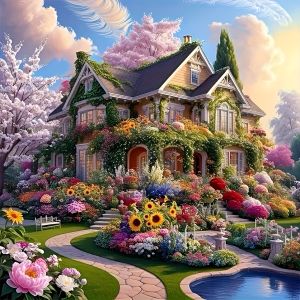 Kayou | Jigsaw Puzzles 500 Pieces Garden Castle Theme Art Puzzles Decompression Toys for Adults Family Games Home Decor