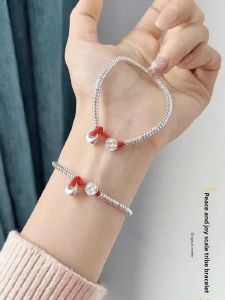 999 Sterling Silver Peace Joy Silver Bracelet Girls Sterling Silver Mens Charm Abacus round Beads Couple Girlfriend Gifts