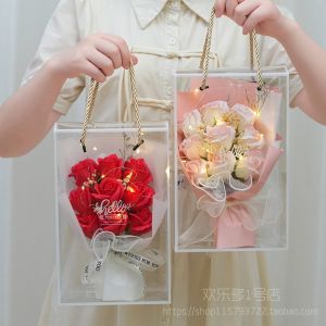 Teachers Day PVC Box 9 Roses Soap Flowers Bouquet Full Sky Star Simulation Dry Flower Bouquet Valentines Day Graduation Gifts