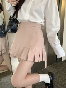 Dopamine Spicy Short Skirt A-Line Mini Skirt Women Summer Anti-Light High Waist Slimming Pink Bodycon Pleated Skirt