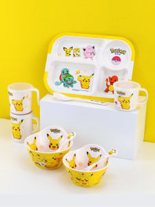 Bộ Đồ Ăn Trẻ Em Theo Chủ Đề Pikachu Em Bé Bát Thìa Kết Hợp Lưới Pokemon Đĩa Dùng Tiệc Cốc Nước Cho Trẻ Em Thời Gian Ăn