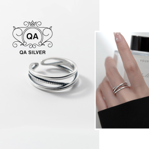 Nhẫn bạc 925 ba tầng retro có thể điều chỉnh nữ S925 LAYER QA SILVER Ring RI240602