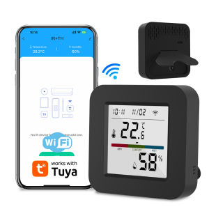 Tuya Smart Universal IR Remote พร้อมเซ็นเซอร์อุณหภูมิความชื้นสําหรับเครื่องปรับอากาศทีวี AC ทํางานร่วมกับ Alexa Google Home Yandex
