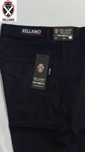 Xellano - Celana Formal Pria Panjang Bahan Drill Model Slim Fit -Kerja Model Saku Jeans Hitam 27-36
