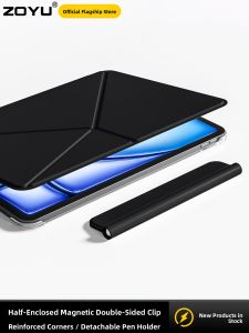 Zoyu | Zoyu 2025 New iPad Case 10th 11th Generation 11 Inch Tablet iPad Air 7 Protective Cover Magnetic Double-Sided Clip Mini Ultra-Thin Air 4/5 Detachable Pen Slot Bag Pro Horizontal Vertical Stand Anti-Bend Drop