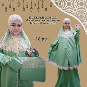 Mukena Atas Bawah Berlengan Adelia Mukenah Potongan Ada Lengannya Telekung Wanita Terbaru Bahan Katun Premium