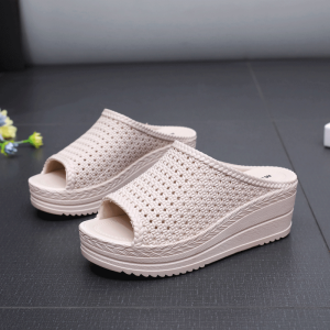 Womens Summer Thick Heel Slippers Indoor Outdoor Anti-Slip Home Slippers Casual Beach Casual Slope Heel Sandals