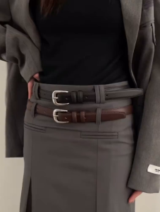 【READYSTOCK】Vintage PU leather belt slim adjustable black belt brown belt 黑色腰带 咖色百搭细腰带 百搭腰带