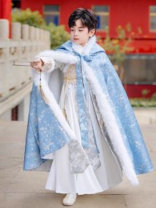 Boys Long Padded Coat Childrens Outwear Warm New Year Visit Clothes Shawl Outerwear Autumn Winter Polyester Fiber Coat