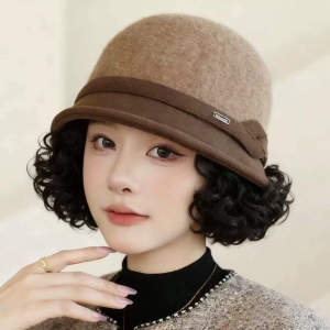 Mũ Giả Lông Cừu Dày Thời Trang Mùa Thu Đông Mới Cho Phụ Nữ Tóc Ngắn Xoăn Lười Biếng Trẻ Trung Kiểu Dáng Tự Nhiên