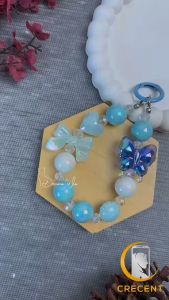 MARIPOSA POMPOM Cloud PREMIUM Lanyard Tali Gantungan Gelang Strap HP Phone Charm Handphone Device Kamera Handmade Macaron Candy Lanyard Full Warna Korean Style Estetik Bracelet Beads Balon Udara Kupu Butterfly Awan Bulu