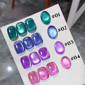 12ML 2025 New High-grade Blue Series Cat Eye Gel Nail Polish 2025 New Super Flash Glass Bead Cat Eye Gel Polish Pink Nails