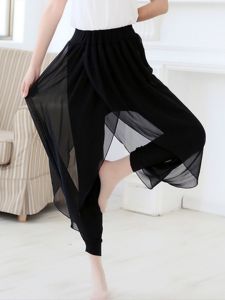 Dance Practice Yoga Clothes Plus Size Performance Wear Elegant Chiffon Cropped Modern Dance Chinese Classic Dance Ethnic Style Yarn Pants
