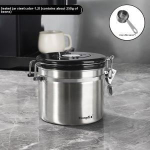 MONGDIO | One-Way Exhaust Sealed Coffee Bean Storage Can Stainless Steel