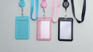 factory access card holder with extendable buckle 1 work ID card holder with hanging rope and zipper