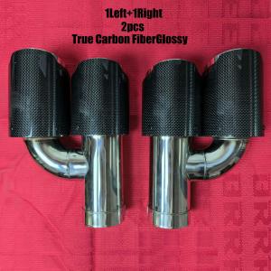 worms | Car Glossy Carbon Fiber Muffler Tip H Shape Double Exit Exhaust Pipe Mufflers Nozzle Decoration Universal Stainless Silver