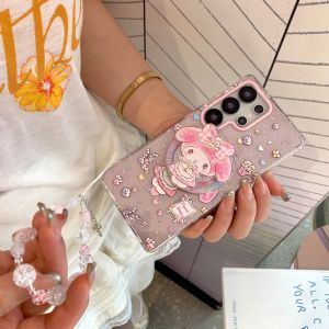 Sanrio | Glitter Dreamy Sanrio KT Pudding Dog Magnetic Stand Case For Samsung S26 S25 S24 S23 Ultra Plus FE With Chain Anti Drop Cover