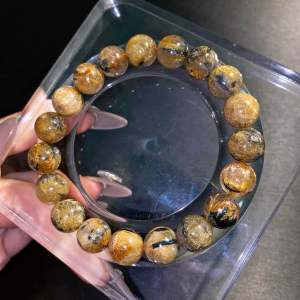 【现货】11MM 黑母矿钛晶手串|强力招财|事业贵人|防护能量|稳定气场|财富守护|Black Matrix Titanium Gold Rutilated Quartz Bracelet