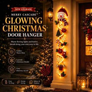 Snowman Christmas Glowing Christmas Door Hanger Christmas Tree Style Gingerbread Man LED String Light Door Decor Gifts Red and Green Xmas Hanging Ornament Front Porch