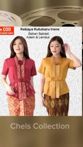 Atasan Kebaya Kutu Baru Wanita Dewasa Modern Bordir Mewah Lengan Pendek Warna Kuning Mustard Merah Maroon Terbaru | Kutubaru Moderen Elegan Cantik Acara Pesta Kondangan Tunangan Lamaran Akad Nikah Wisuda  Kekinian Irene