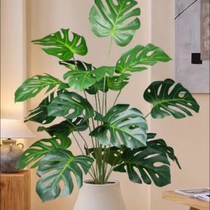 Kmitang | 40-65cm Large Fake Monstera Plants Artificial Palm Tree Tropical Turtle Leafs Plastic Green Leaves For Home Garden Party Wedding