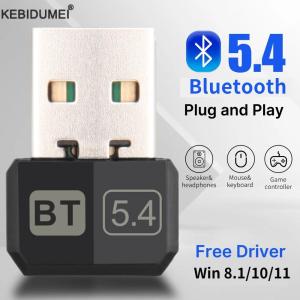 Kebidumei | USB Bluetooth 5.4 Adapter Wireless Bluetooth 5.3 Dongle Adapter for PC Laptop Wireless Speaker Audio Receiver USB Transmitter