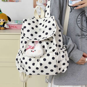 FQ1 Polka Dot Mini Backpack for Women Nylon Soft Daypack Multi-way Wear Sweet Style Travel Bag QF1