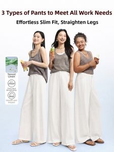 HIPPIE MISS | Hippie Style High Waist White Wide Leg Straight Tencel Jeans