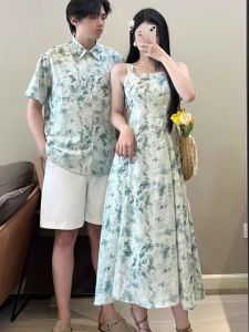 XILANDUO | Couple Set Printed Sleeveless Dress Short-sleeve Shirt