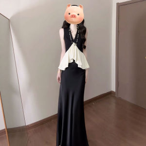 CHANGTONG | Stylish Audrey Hepburn French Style V-Neck Two-Piece Set for Summer OOTD