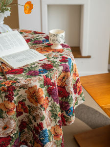 Vải Trải Bàn Ăn Phong Cách Mỹ Hoa Dày Bằng Vải Cotton-lanh Hình Chữ Nhật Vải Trải Bàn Trà Vải Trải Bàn TV Vải Trải Bàn Gia Đình Thường Ngày