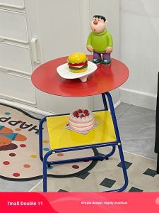 Modern Simple Iron Art Bedroom Sofa Side Table Multi-Functional Storage Corner Table Home Decorative Furniture Dopaamine Table