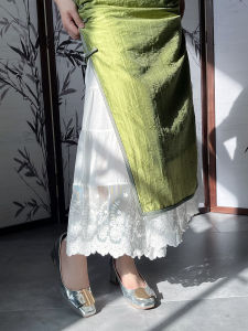 White Lace Trim Base Layer Pant Summer Cheongsam Hanfu Dress Inner Wear Wide Leg Pants Anti Exposure Ladies Bottom Wear